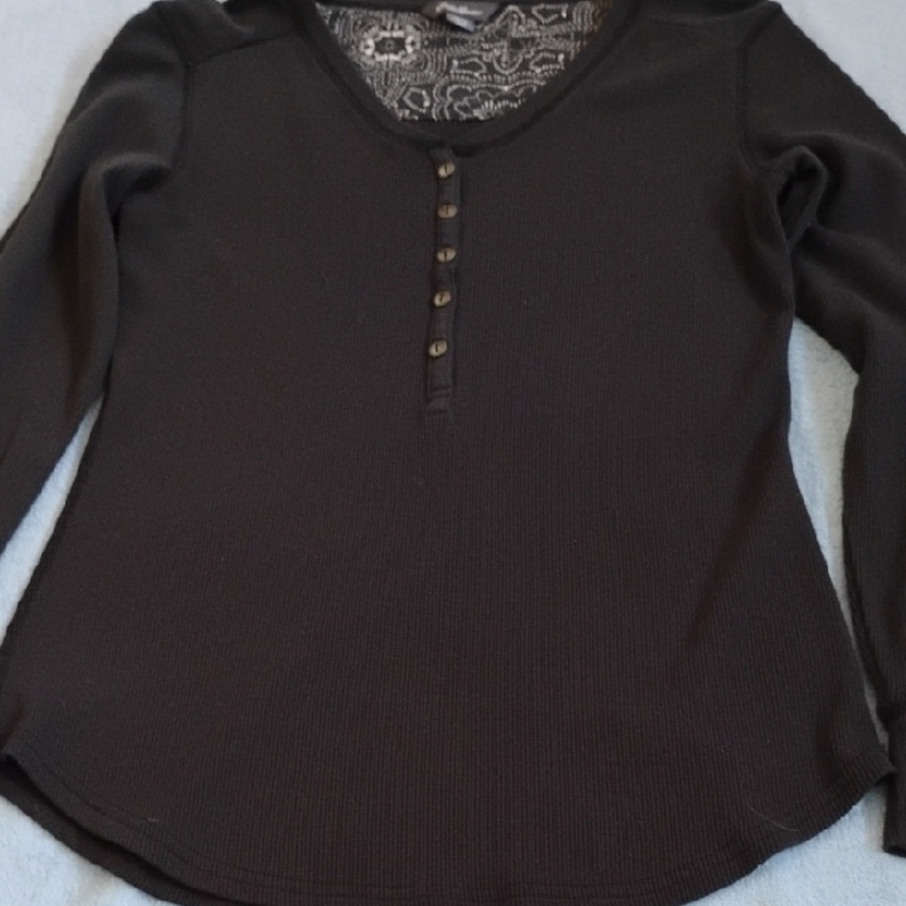Eddie Bauer Gray Fitted Long Sleeve Top